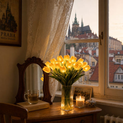 Dekorativní svítící kytice tulipánů