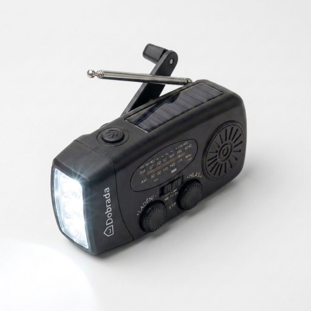 BlackoutBuddy™ – Solární a klikové nouzové rádio Pro