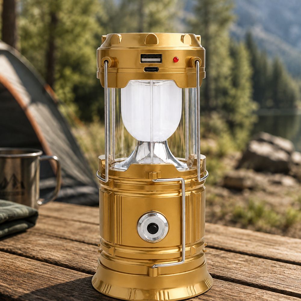 Solární kempingová lampa a svítilna 2v1