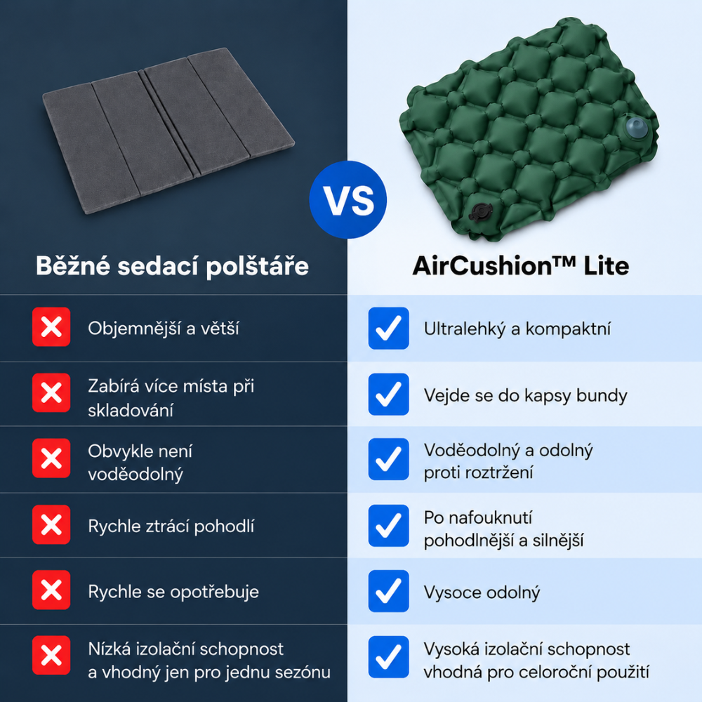 Pohodlný sedací polštář na cesty AirCushion™ Lite