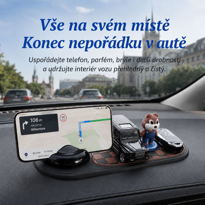 Protiskluzová podložka na palubní desku s držákem telefonu a parkovacím číslem