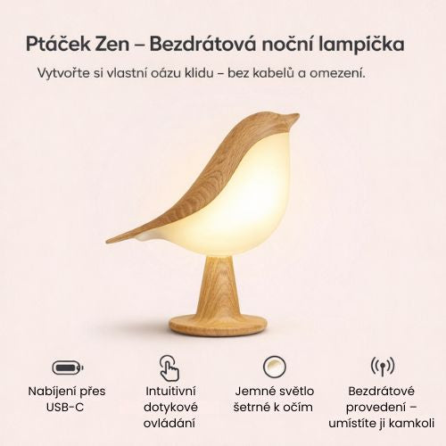Ptáček Zen – Bezdrátová noční lampička
