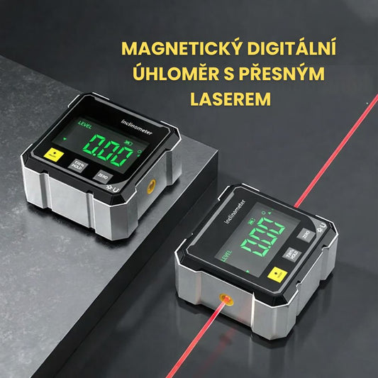 IncliTech™ Digitální magnetický úhloměr s bočním laserem a vysokou přesností
