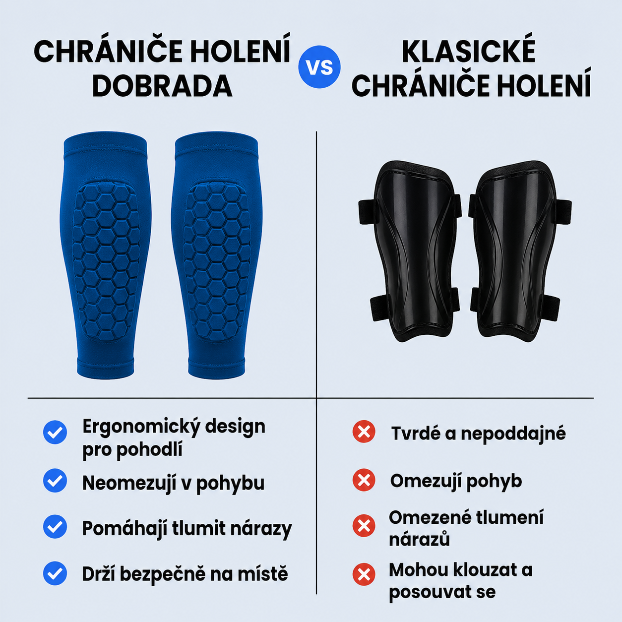 Kompresní návleky na holeně s ochranným polstrováním
