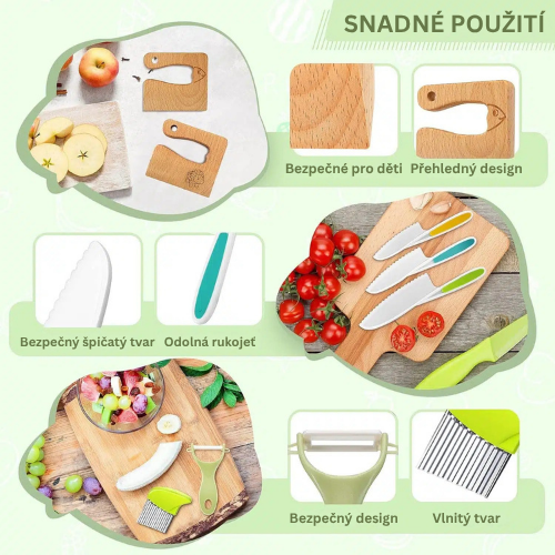 Bezpečné nože pro děti – 13dílná kuchyňská sada