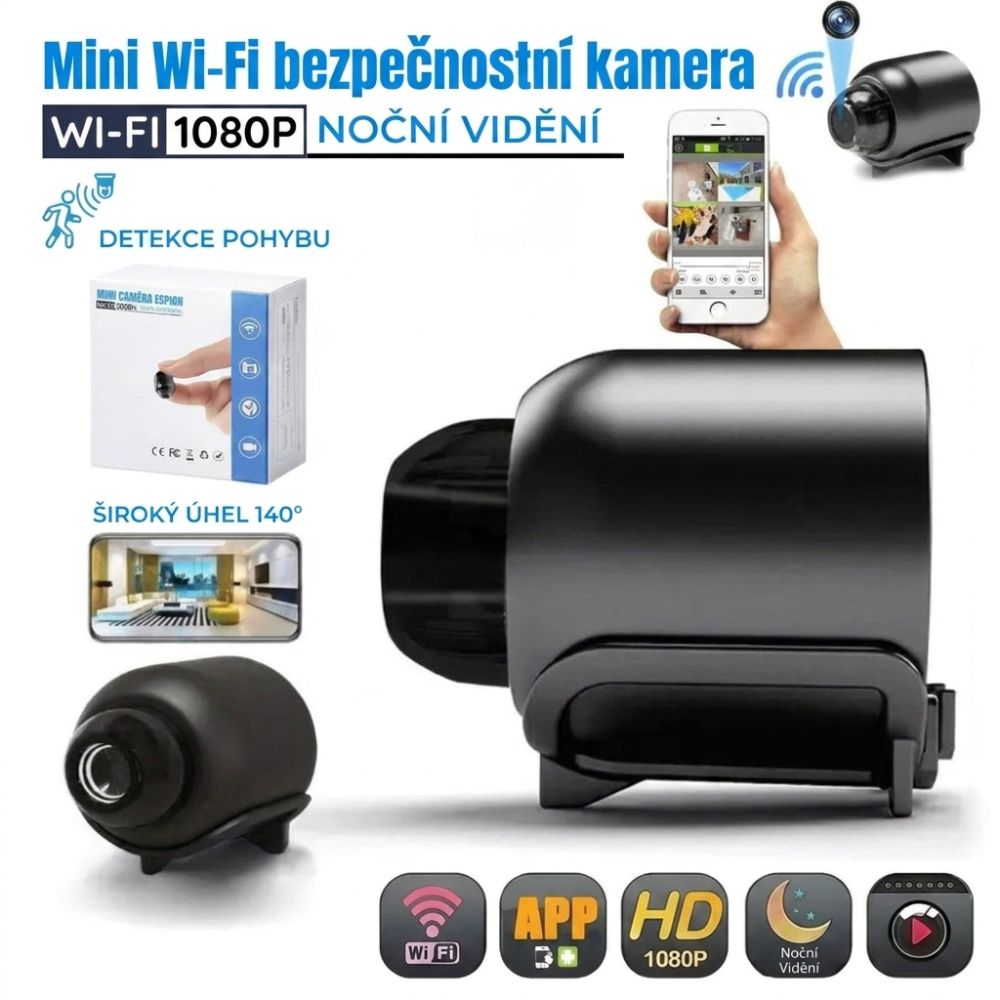 Mini Wi-Fi bezpečnostní kamera 1080p s nočním viděním