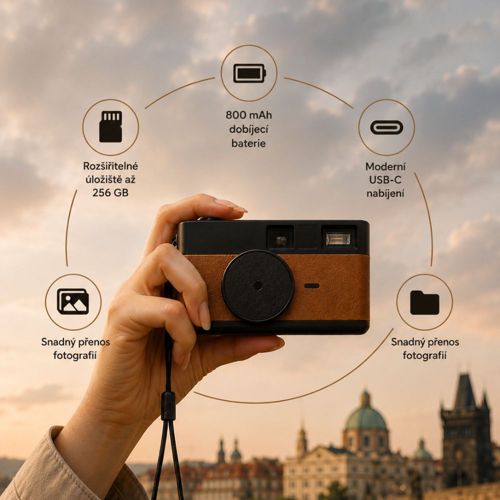 Digitální retro fotoaparát s retro filtry