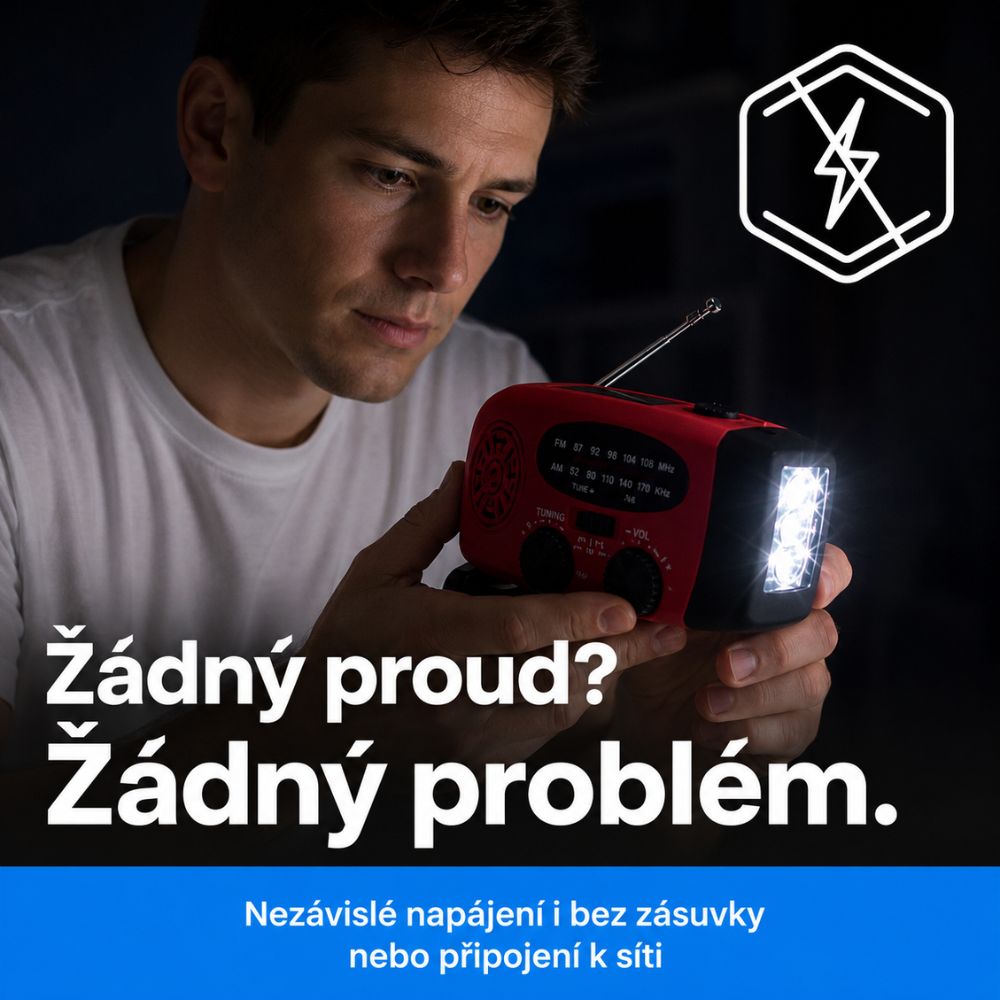 BlackoutBuddy™ – Solární a klikové nouzové rádio Pro