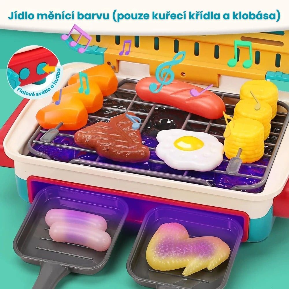 Dětská BBQ sada na hraní s efektem kouře a jídlem měnícím barvu