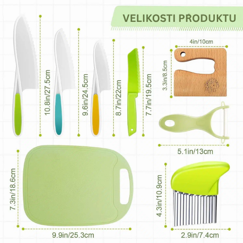 Bezpečné nože pro děti – 13dílná kuchyňská sada