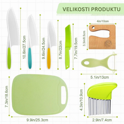 Bezpečné nože pro děti – 13dílná kuchyňská sada