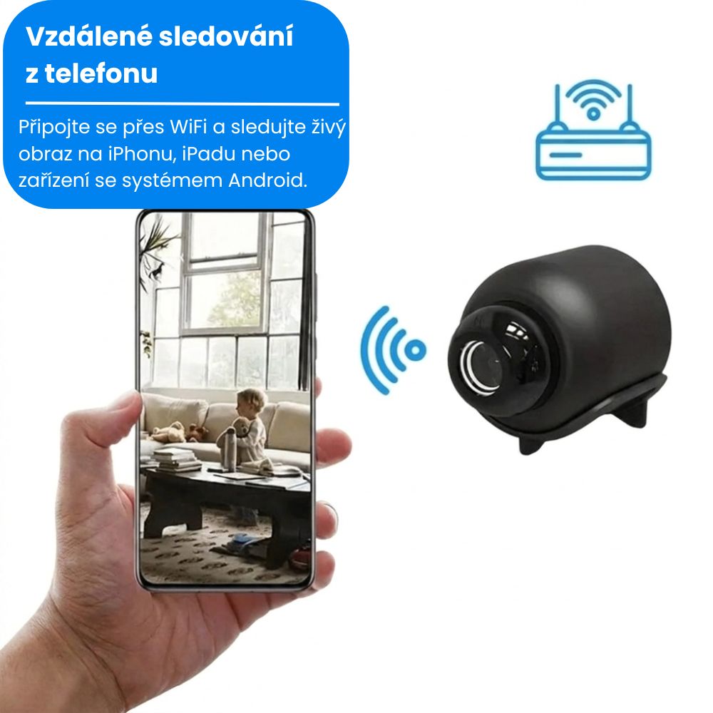 Mini Wi-Fi bezpečnostní kamera 1080p s nočním viděním