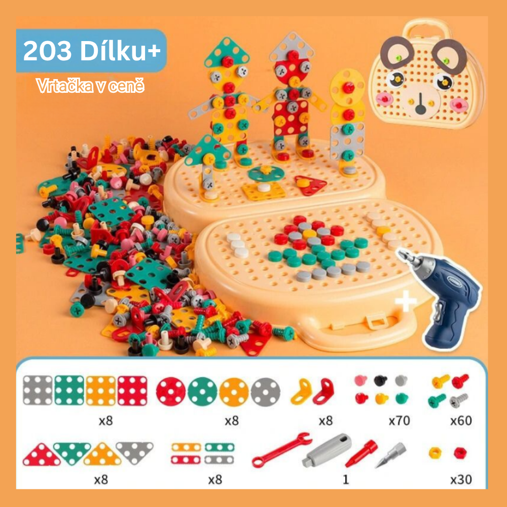 BuildPlay™ | Kreativní stavebnice s dětskou vrtačkou pro malé stavitele