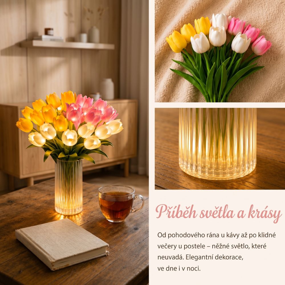 Dekorativní svítící kytice tulipánů