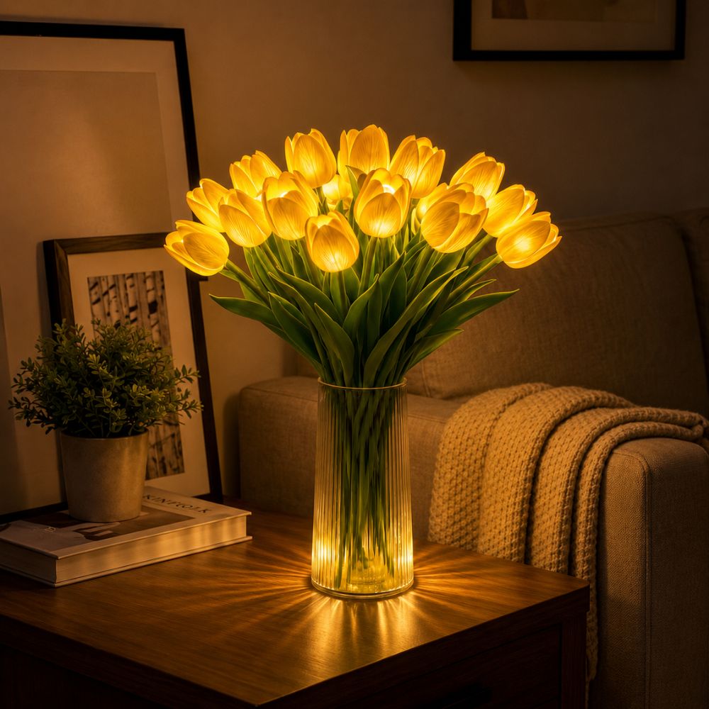 Dekorativní svítící kytice tulipánů