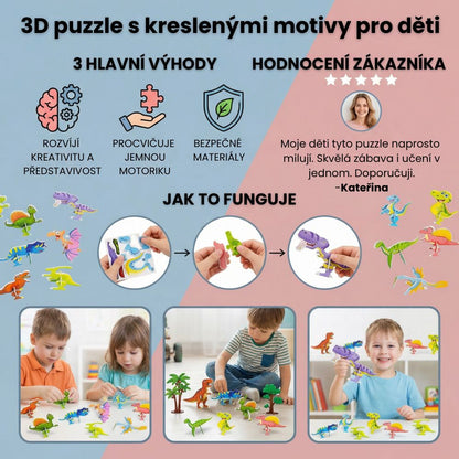 3D sada kreslených puzzlí pro děti