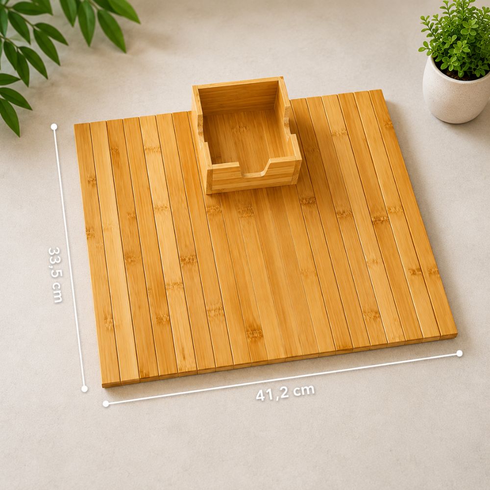 CouchMate™ – Bambusový podnos na opěrku gauče s držákem na nápoj