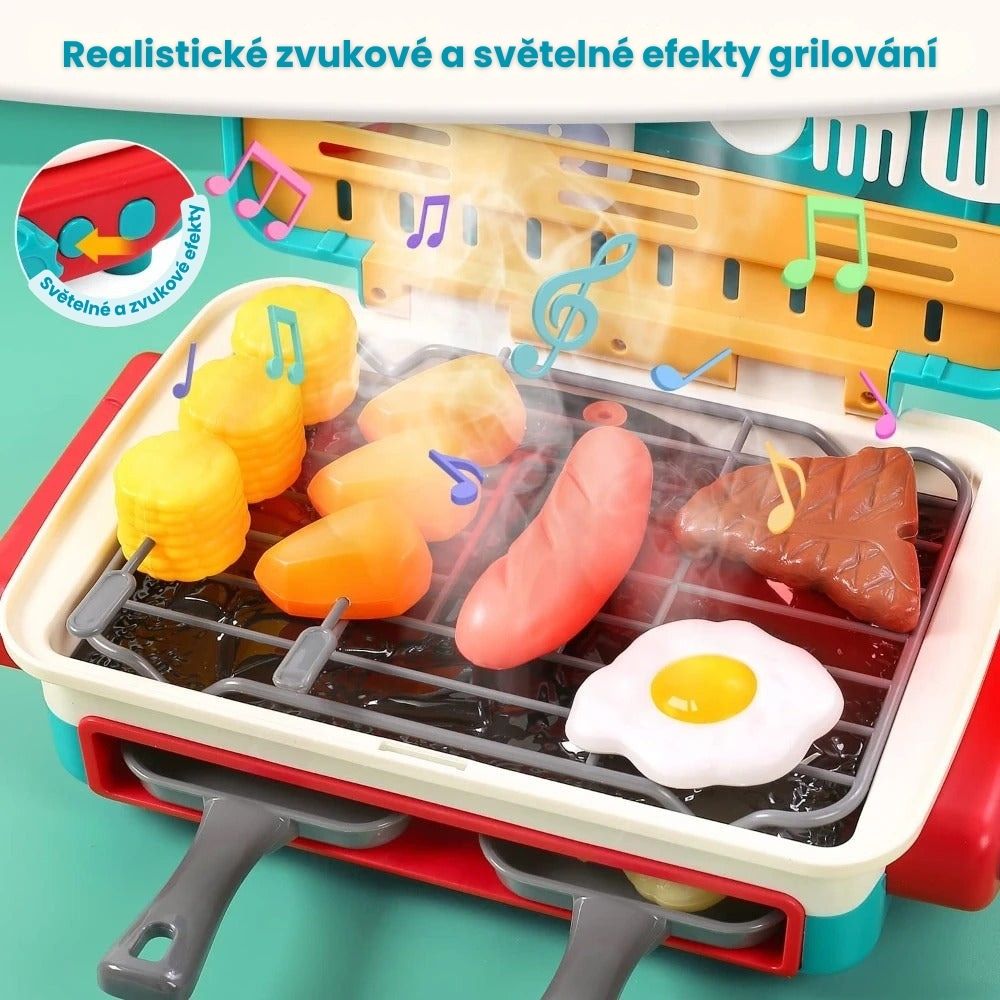 Dětská BBQ sada na hraní s efektem kouře a jídlem měnícím barvu