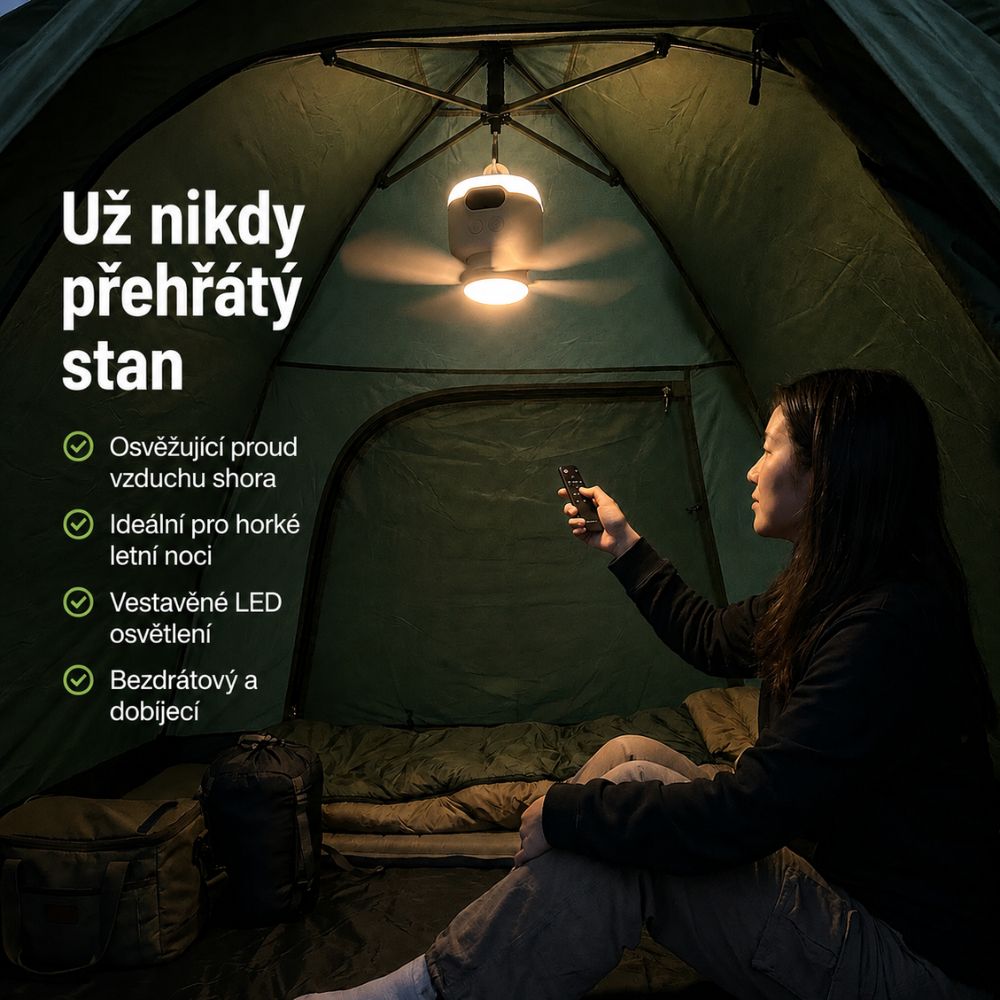 BreezeCamp™ | Závěsný ventilátor do stanu pro příjemně chladné noci