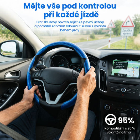 GripDrive™ - Protiskluzový potah na volant z PU kůže