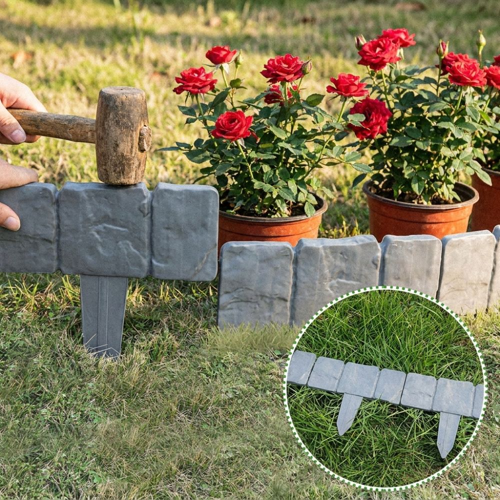🌿Zahradní obrubník s efektem kamene – odolný vůči počasí, pevný a snadno instalovatelný🏡