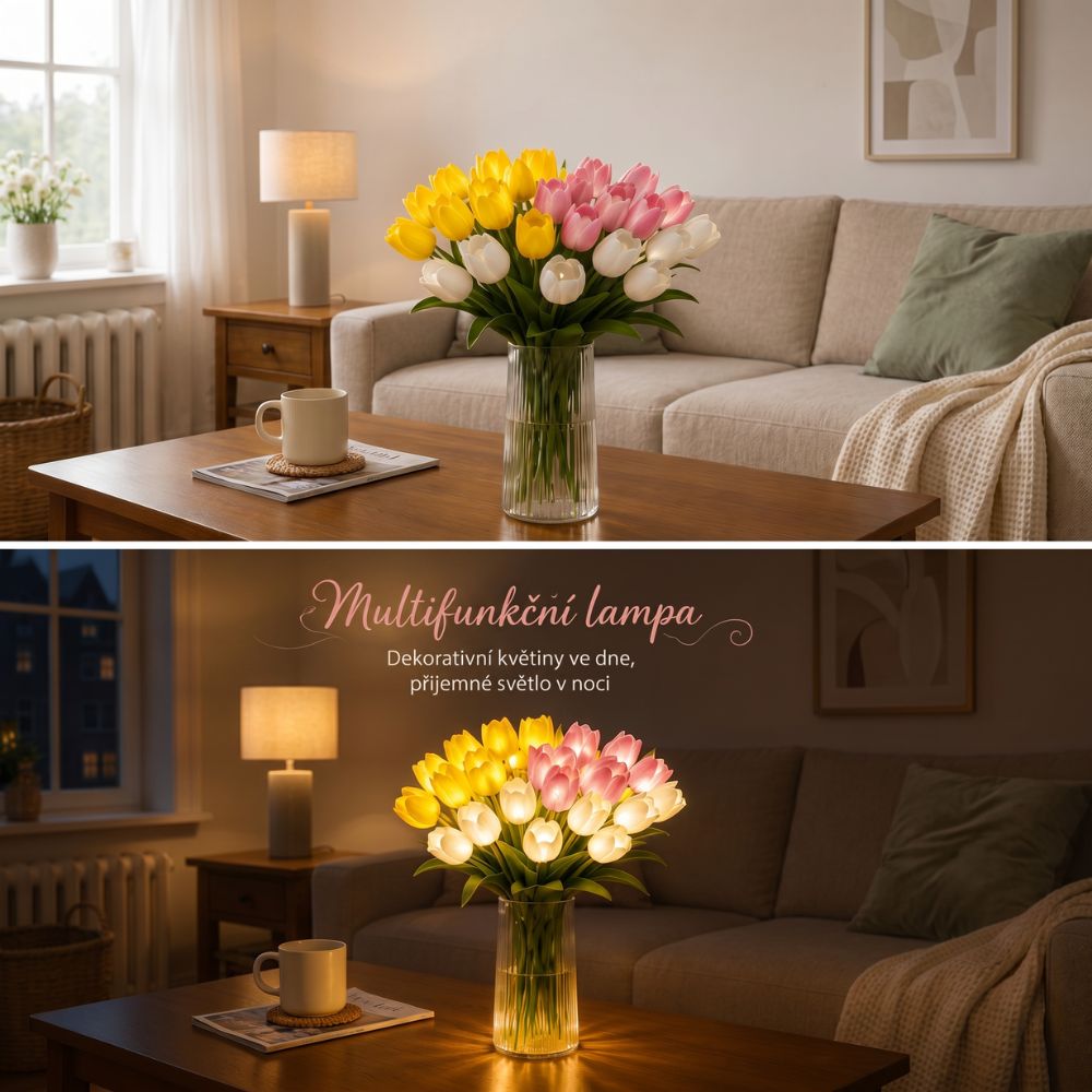 Dekorativní svítící kytice tulipánů