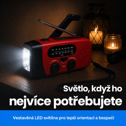 BlackoutBuddy™ – Solární a klikové nouzové rádio Pro