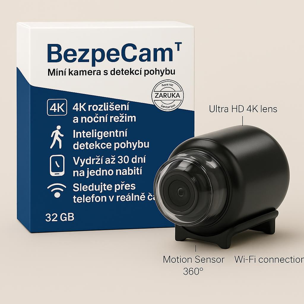 BezpeCam™ | Mini kamera s detekcí pohybu v 4K rozlišení