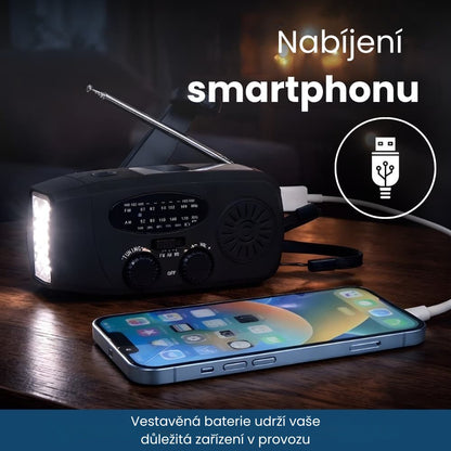 BlackoutBuddy™ – Solární a klikové nouzové rádio Pro