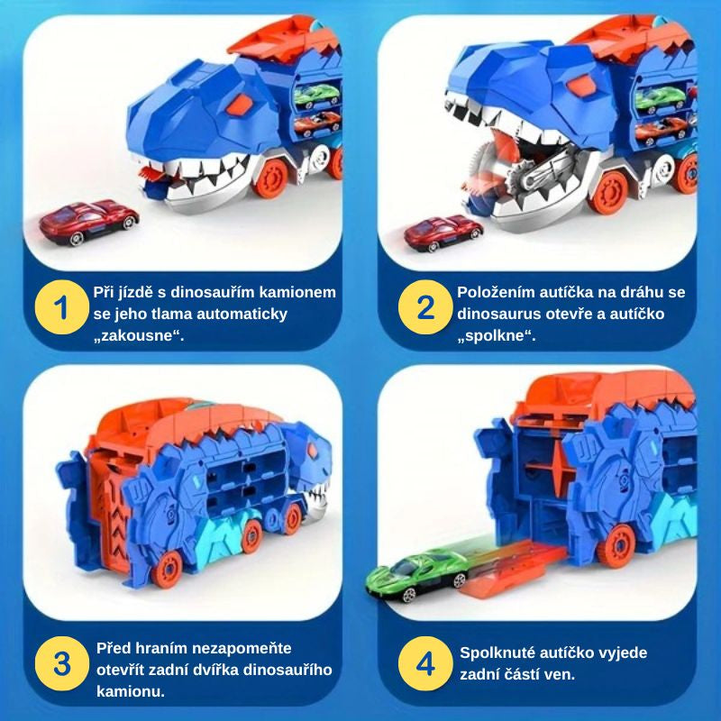 Novinka! Skládací dinosauří kamion se závodní dráhou