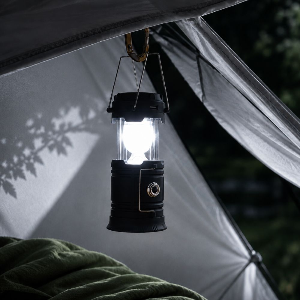 Solární kempingová lampa a svítilna 2v1