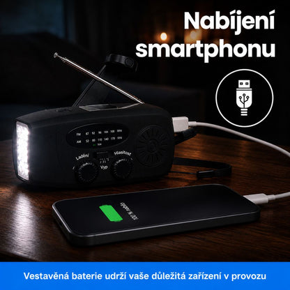 BlackoutBuddy™ – Solární a klikové nouzové rádio Pro