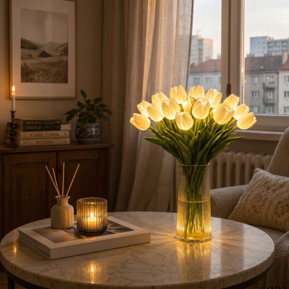 Dekorativní svítící kytice tulipánů