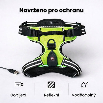 Dobrada SvítícíOchrana™ – Svítící bezpečnostní postroj pro psy