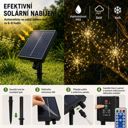 Solární LED Ohňostrojová Světla do Zahrady