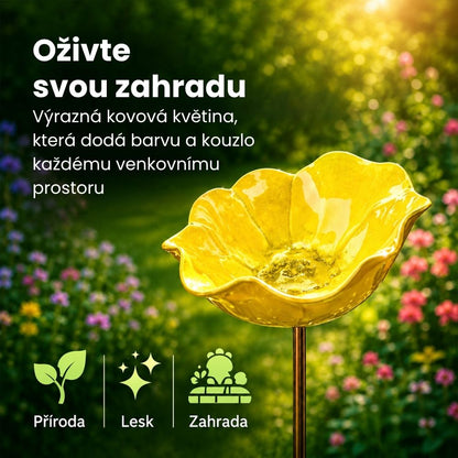 🐦Dekorativní kovová květina pro ptáčky s pítkem a miskou na krmení🌸