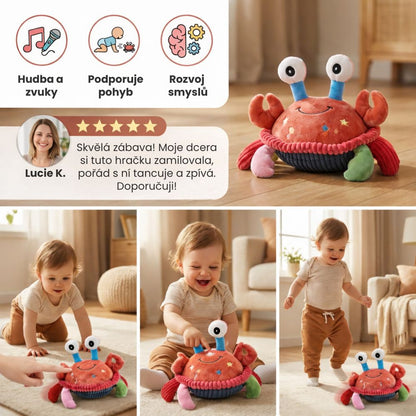 Interaktivní pohyblivý plyšový krab s hudbou a hlasovou funkcí – vzdělávací hračka pro miminka