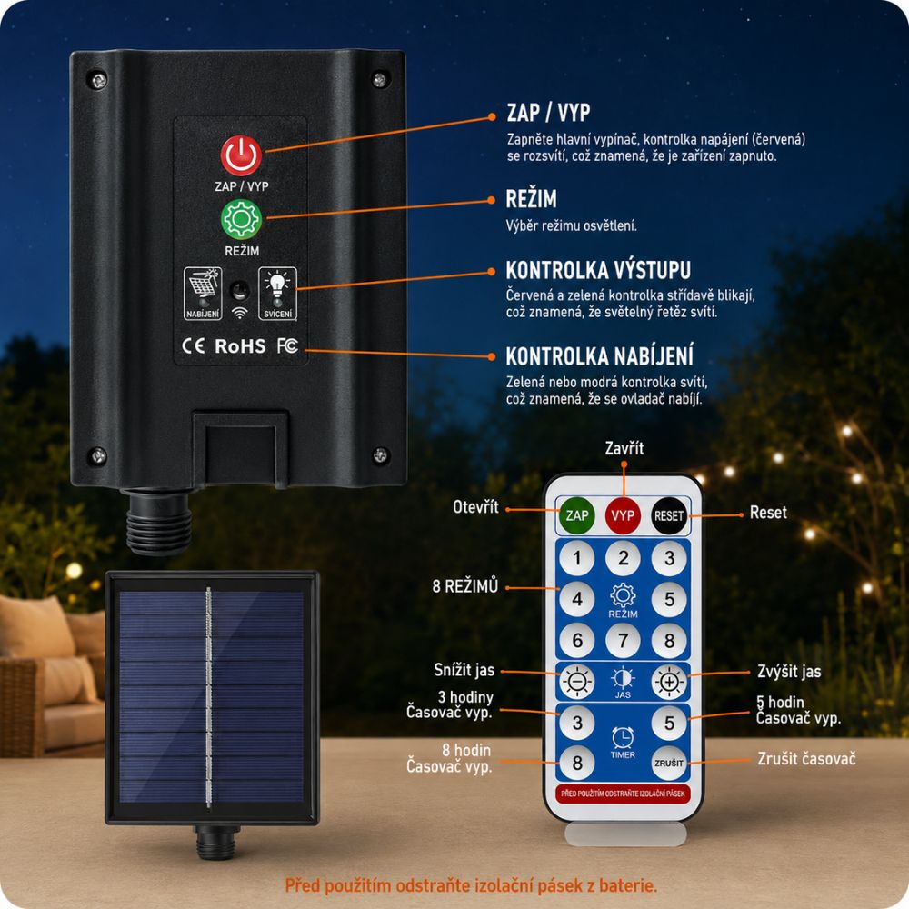 Solární LED Ohňostrojová Světla do Zahrady