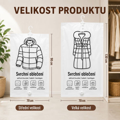 Vakuový vak s ramínkem pro úsporu místa