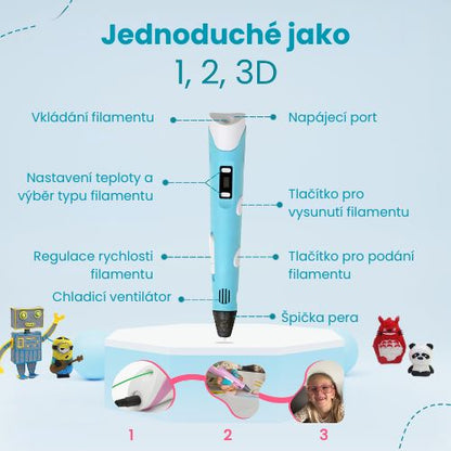 3D Pero Startovací balíček – 10 barevných filamentů