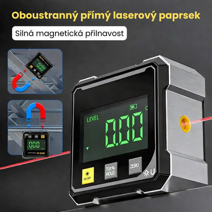 IncliTech™ Digitální magnetický úhloměr s bočním laserem a vysokou přesností
