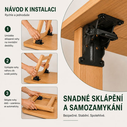 SafeFold™ - Samozajišťovací Sklopné Panty pro Nábytek