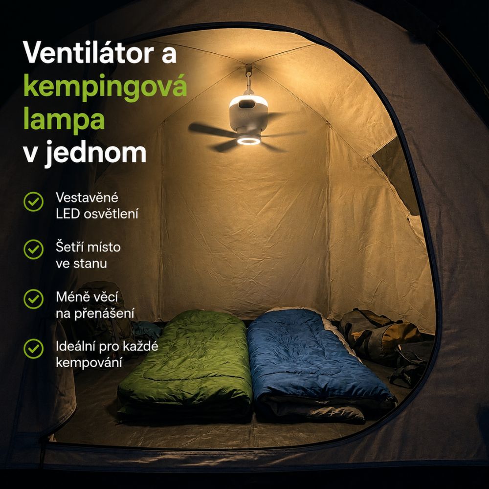 BreezeCamp™ | Závěsný ventilátor do stanu pro příjemně chladné noci