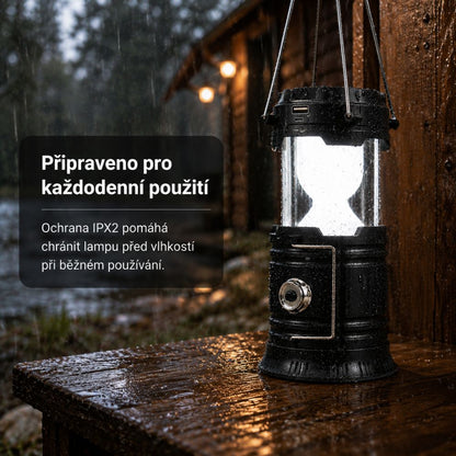Solární kempingová lampa a svítilna 2v1