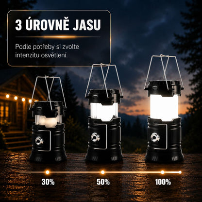 Solární kempingová lampa a svítilna 2v1