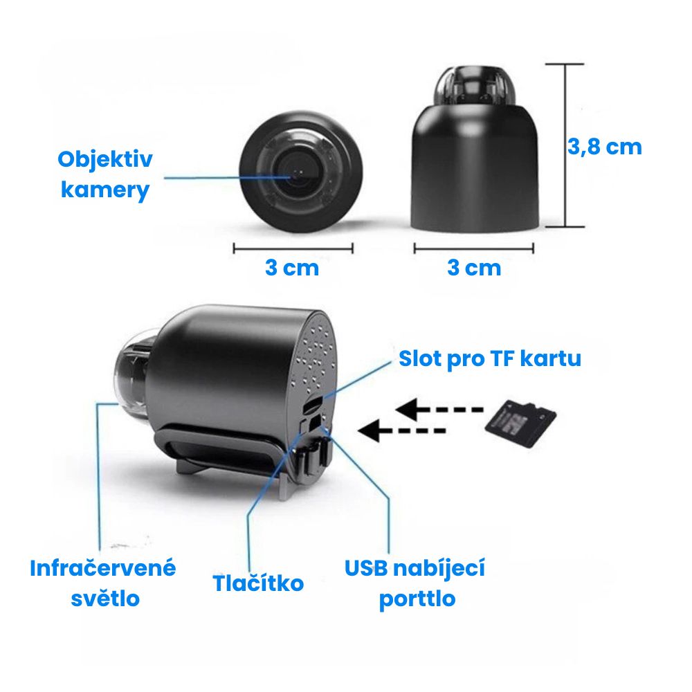 Mini Wi-Fi bezpečnostní kamera 1080p s nočním viděním