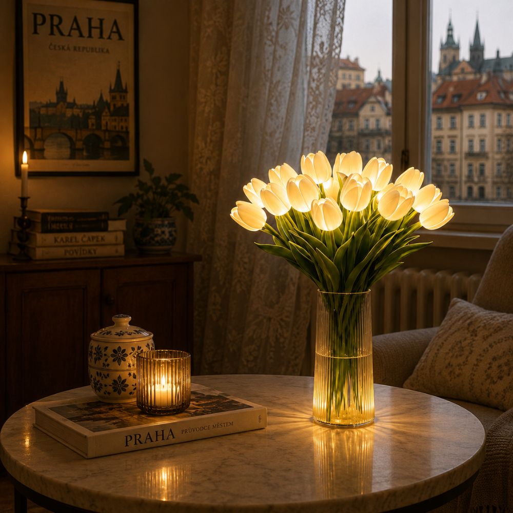 Dekorativní svítící kytice tulipánů