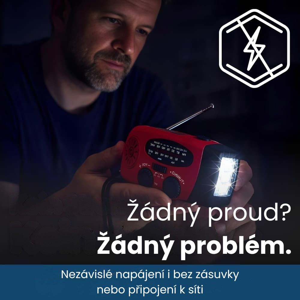 BlackoutBuddy™ – Solární a klikové nouzové rádio Pro