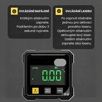 IncliTech™ Digitální magnetický úhloměr s bočním laserem a vysokou přesností