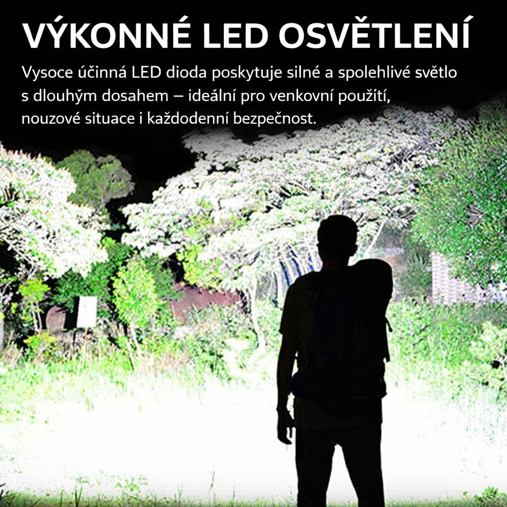 Dobíjecí LED Svítilna v Taktickém Provedení – Vysoký výkon